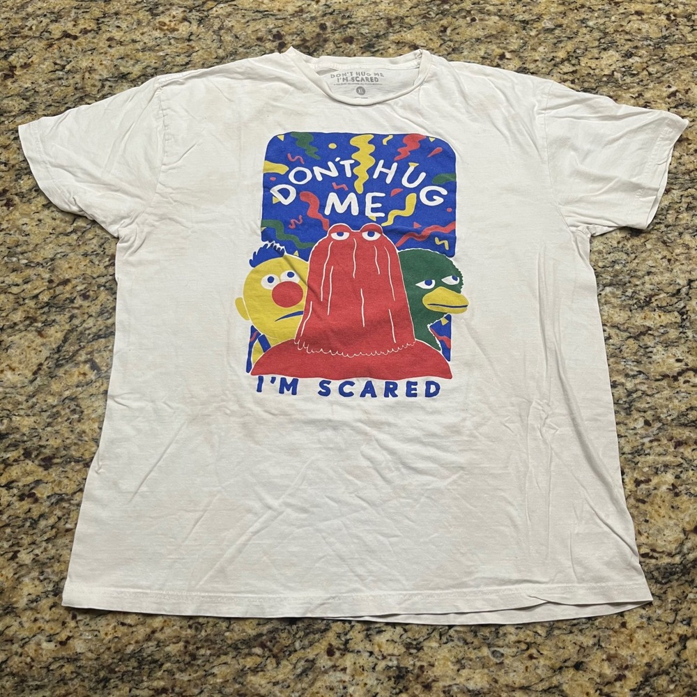 Don't Hug‎ Me I'm Scared T-Shirt Mens XL White Graphic Tee 2023 Blink Industries